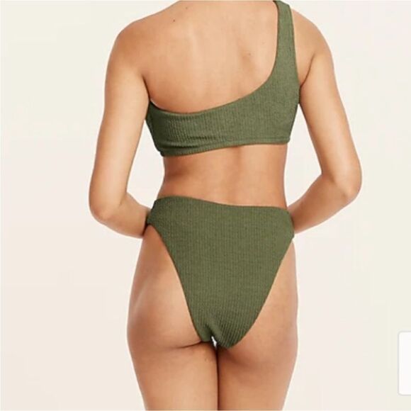 J Crew Surplus Green Olive Textured High Rise Cheeky Bikini Bottom Sz XL NWT - Picture 13 of 14